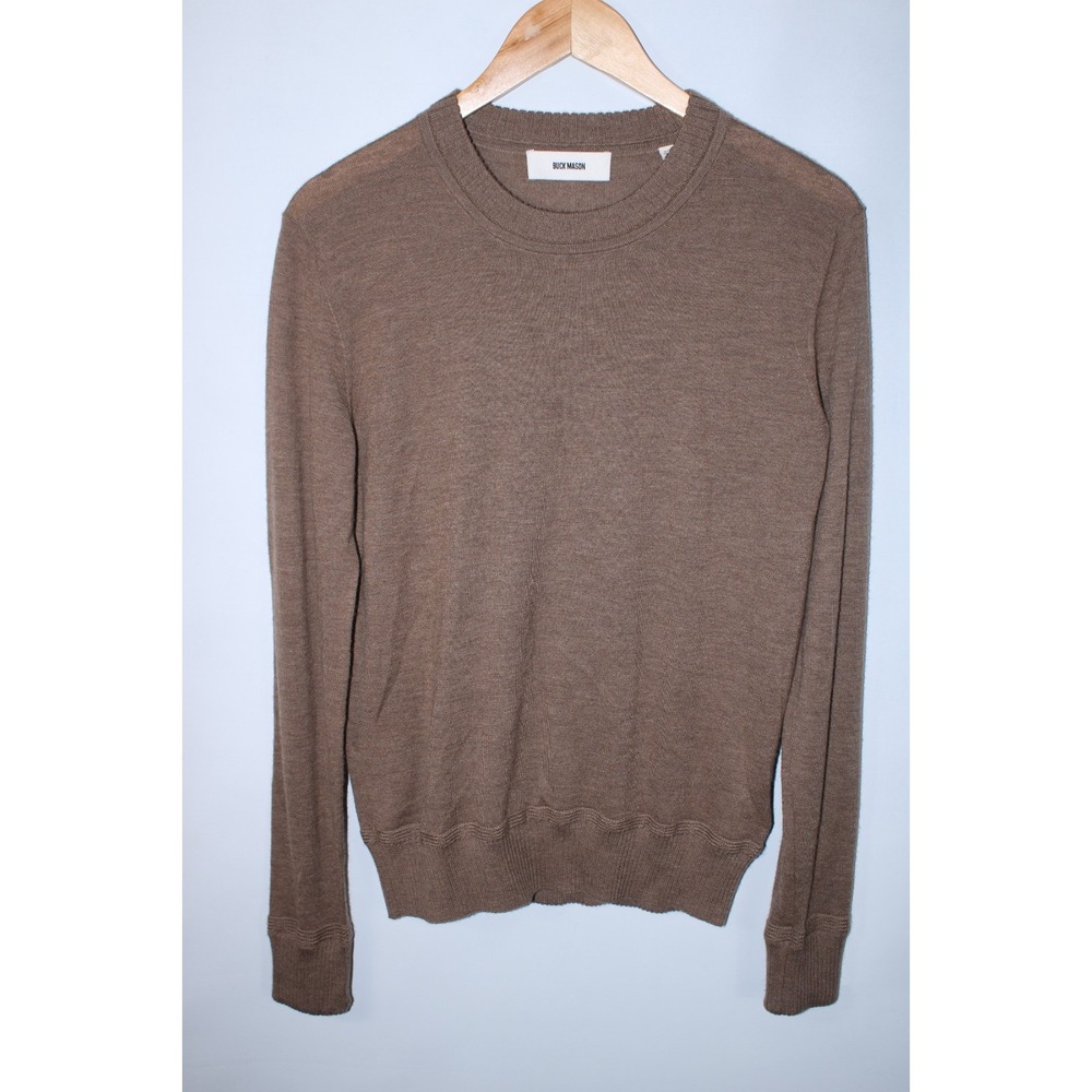 Buck Mason Men's Small Light Brown Crew Neck Knit Cashmere Sweater